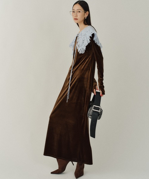 yae（ヤエ）の「Lace collar apron / レースカラーエプロン（付け襟・レディース・ブラック/ライトブルー・FREE）」の7枚目の写真