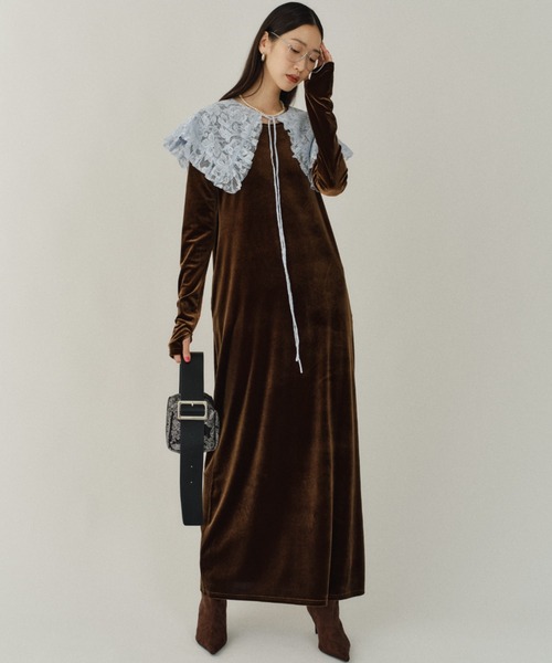 yae（ヤエ）の「Lace collar apron / レースカラーエプロン（付け襟・レディース・ブラック/ライトブルー・FREE）」の8枚目の写真