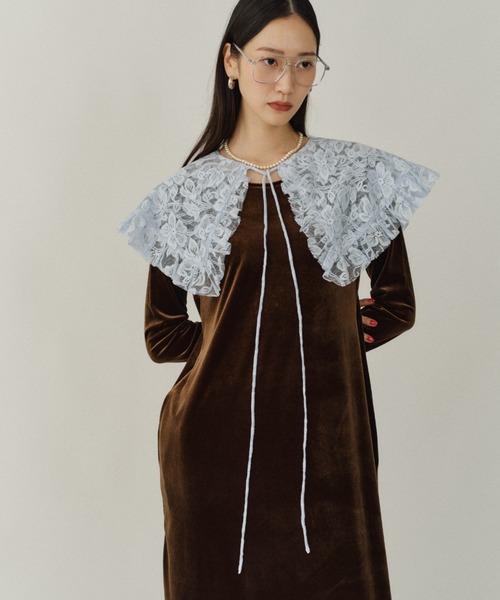 yae（ヤエ）の「Lace collar apron / レースカラーエプロン（付け襟・レディース・ブラック/ライトブルー・FREE）」の20枚目の写真