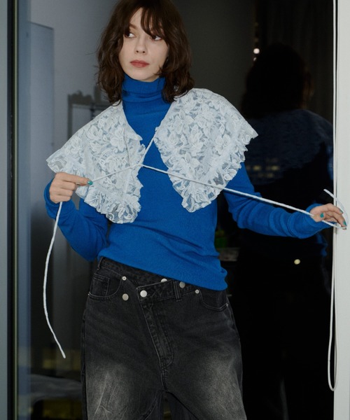 yae（ヤエ）の「Lace collar apron / レースカラーエプロン（付け襟・レディース・ブラック/ライトブルー・FREE）」の18枚目の写真