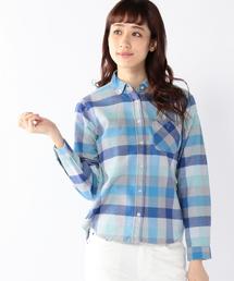 coen | 撚り杢カラーブロックネルボタンダウンシャツ(シャツ/ブラウス)