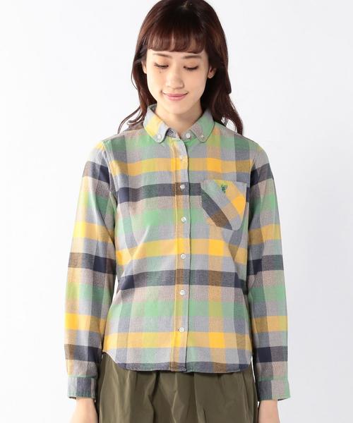 coen（コーエン）の「撚り杢カラーブロックネルボタンダウンシャツ◆（シャツ/ブラウス・レディース・ライトブルー/ピンク/イエロー・MEDIUM/LARGE/SMALL）」の8枚目の写真