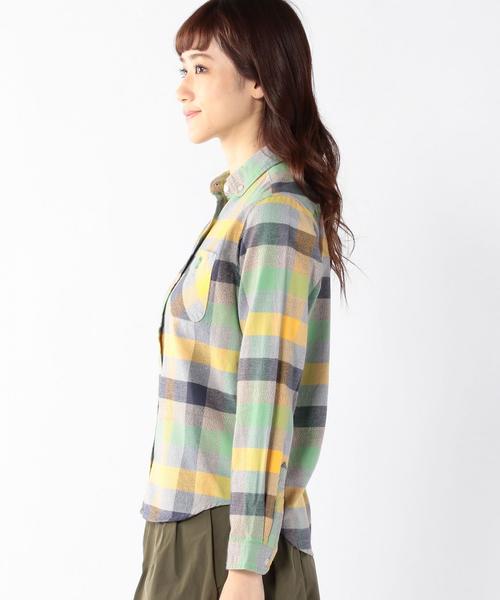 coen（コーエン）の「撚り杢カラーブロックネルボタンダウンシャツ◆（シャツ/ブラウス・レディース・ライトブルー/ピンク/イエロー・MEDIUM/LARGE/SMALL）」の9枚目の写真