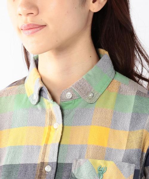 coen（コーエン）の「撚り杢カラーブロックネルボタンダウンシャツ◆（シャツ/ブラウス・レディース・ライトブルー/ピンク/イエロー・MEDIUM/LARGE/SMALL）」の10枚目の写真
