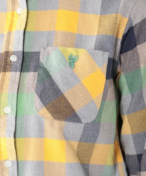 coen（コーエン）の「撚り杢カラーブロックネルボタンダウンシャツ◆（シャツ/ブラウス・レディース・ライトブルー/ピンク/イエロー・MEDIUM/LARGE/SMALL）」の4枚目の写真