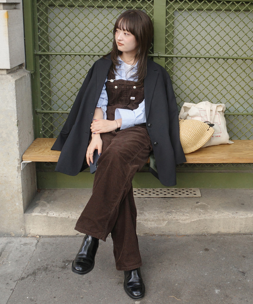 Lee（リー）の「LEE /リー SLOBE別注 コーデュロイオーバーオール（サロペット/オーバーオール・レディース・ブラウン/アイボリー・FREE）」の9枚目の写真