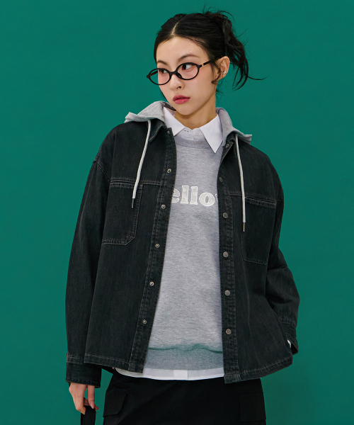CHASECULT（チェイスカルト）の「共用フード取り外しデニムシャツ-グレー（シャツ/ブラウス・メンズ・ダークグレー・90/100/95/105）」の4枚目の写真