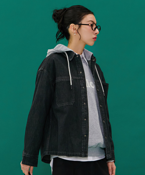 CHASECULT（チェイスカルト）の「共用フード取り外しデニムシャツ-グレー（シャツ/ブラウス・メンズ・ダークグレー・90/100/95/105）」の5枚目の写真