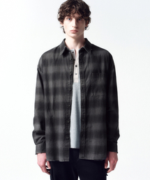 INSILENCE | ディストロイドダイングチェックシャツ WASHED BLACK(シャツ/ブラウス)