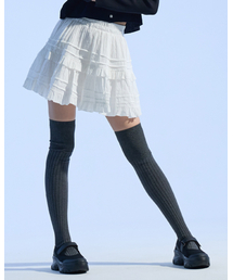 Tiered Ruffle Mini Skirt (WHITE)
