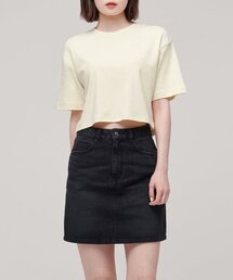 ウィメンズリラックスフィットクルーネッククロップTシャツ[エグレット]