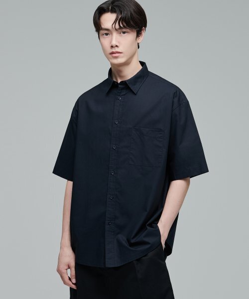 MUSINSA STANDARD(ムシンサスタンダード)の「特大ポプリン半袖シャツ【ネイビー】(シャツ/ブラウス・メンズ・その他・XX-LARGE/LARGE/MEDIUM/SMALL/X-LARGE)」の1枚目の写真