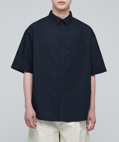 MUSINSA STANDARD(ムシンサスタンダード)の「特大ポプリン半袖シャツ【ネイビー】(シャツ/ブラウス・メンズ・その他・XX-LARGE/LARGE/MEDIUM/SMALL/X-LARGE)」の2枚目の写真