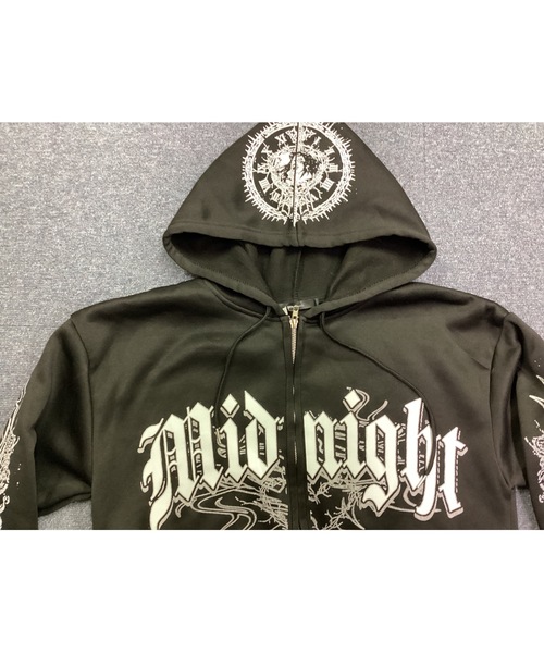 Bling Leads(ブリングリーズ)の「【Bls】【Bling Leads】裏起毛プリント入 ZIPパーカー(パーカー・メンズ・ブラック系その他/ブラック系その他2/ブラック系その他3・FREE)」の7枚目の写真