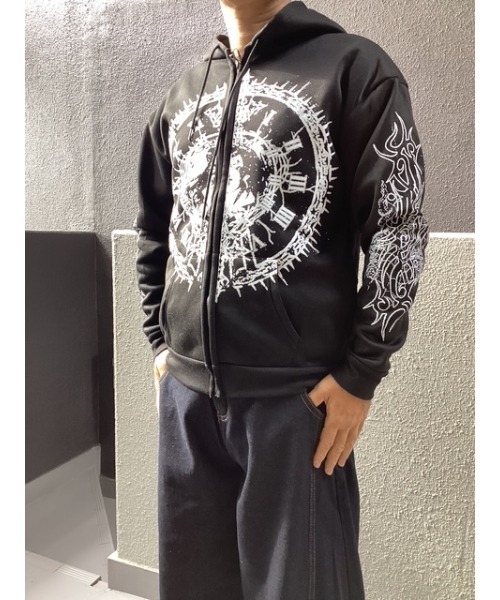 Bling Leads(ブリングリーズ)の「【Bls】【Bling Leads】裏起毛プリント入 ZIPパーカー(パーカー・メンズ・ブラック系その他/ブラック系その他2/ブラック系その他3・FREE)」の12枚目の写真