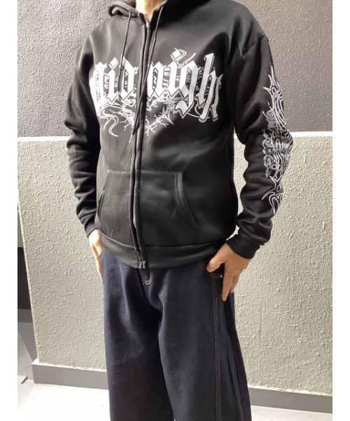 Bling Leads(ブリングリーズ)の「【Bls】【Bling Leads】裏起毛プリント入 ZIPパーカー(パーカー・メンズ・ブラック系その他/ブラック系その他2/ブラック系その他3・FREE)」の14枚目の写真