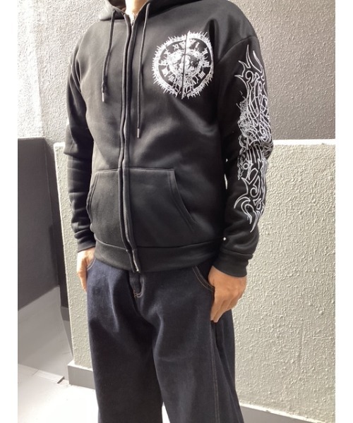 Bling Leads(ブリングリーズ)の「【Bls】【Bling Leads】裏起毛プリント入 ZIPパーカー(パーカー・メンズ・ブラック系その他/ブラック系その他2/ブラック系その他3・FREE)」の16枚目の写真
