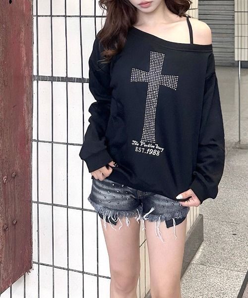 Riff(リフ)の「クロスデザイントップス(スウェット・レディース・ブラック・FREE)」の17枚目の写真