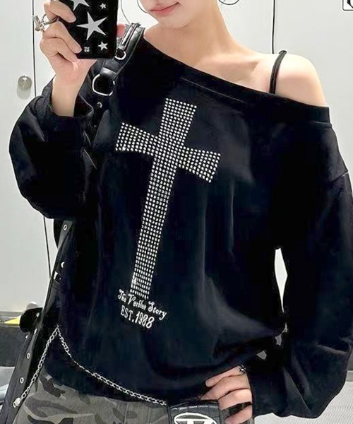 Riff(リフ)の「クロスデザイントップス(スウェット・レディース・ブラック・FREE)」の15枚目の写真