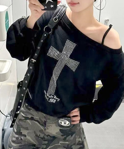 Riff(リフ)の「クロスデザイントップス(スウェット・レディース・ブラック・FREE)」の14枚目の写真