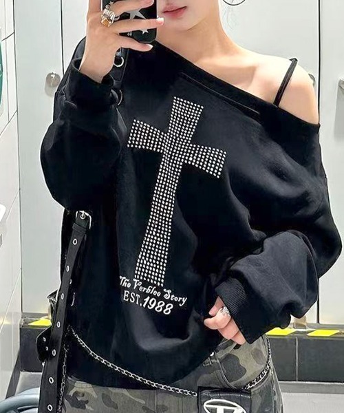 Riff(リフ)の「クロスデザイントップス(スウェット・レディース・ブラック・FREE)」の13枚目の写真