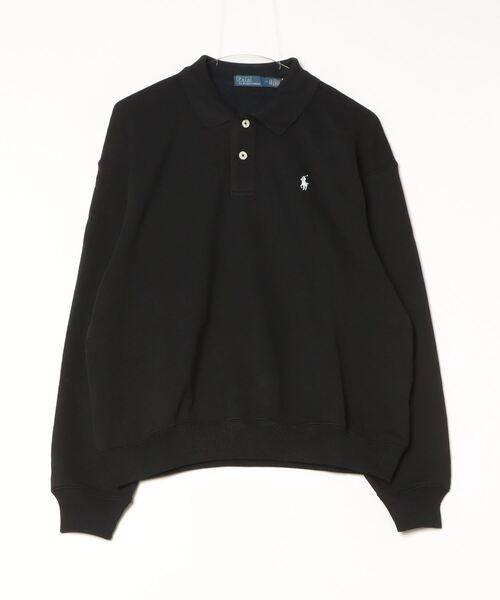POLO RALPH LAUREN（ポロ ラルフ ローレン）の「ライトウェイト フリース ロングスリーブ ポロ（ポロシャツ・レディース・ブラック系1・L/M/S/XL/XS）」の6枚目の写真