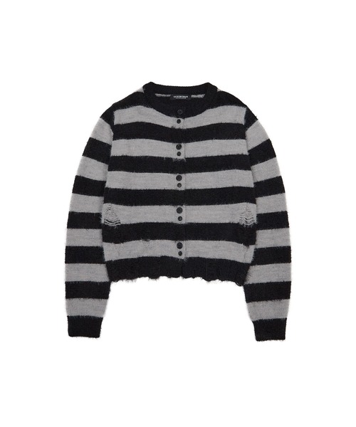 LUVISTRUE(ラヴイズトゥルー)の「EV STRIPE DAMAGE CARDIGAN(カーディガン/ボレロ・レディース・グレー/ブラック・FREE)」の9枚目の写真
