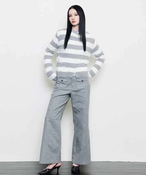 LUVISTRUE(ラヴイズトゥルー)の「EV STRIPE DAMAGE CARDIGAN(カーディガン/ボレロ・レディース・グレー/ブラック・FREE)」の6枚目の写真