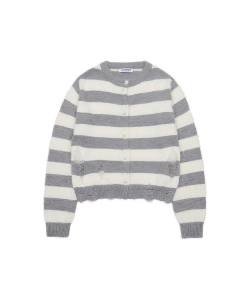 LUVISTRUE(ラヴイズトゥルー)の「EV STRIPE DAMAGE CARDIGAN(カーディガン/ボレロ・レディース・グレー/ブラック・FREE)」の11枚目の写真