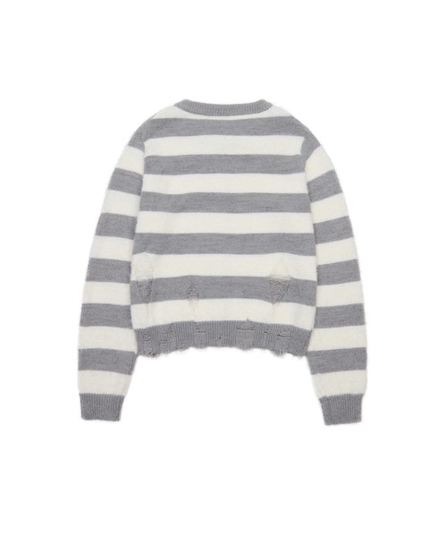 LUVISTRUE(ラヴイズトゥルー)の「EV STRIPE DAMAGE CARDIGAN(カーディガン/ボレロ・レディース・グレー/ブラック・FREE)」の12枚目の写真