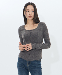 MOAA（モア）の「Hidden Hook Knit top (GRAY)（ニット/セーター）」