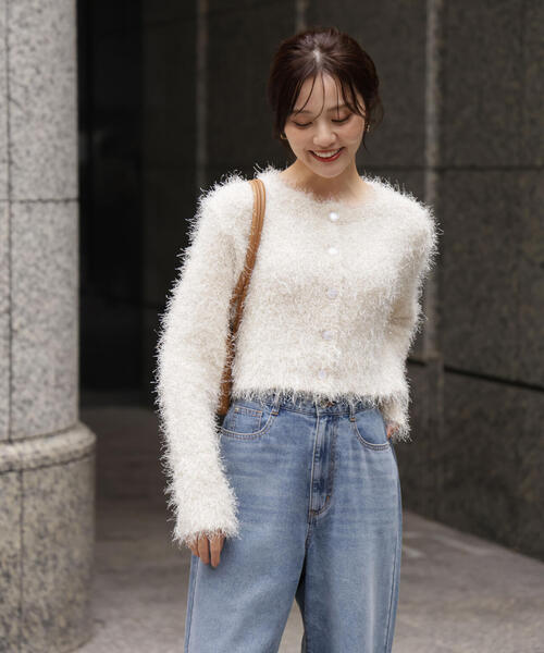 EDIT COLOGNE（エディットコロン）の「＜Ｅ＞きらふわカーディガン / 1215277102（カーディガン/ボレロ・レディース・ベージュ/ホワイト系その他・FREE）」の2枚目の写真