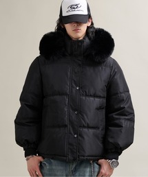 CALIFORNIA OUTFITTERS（カリフォルニア アウトフィッターズ）の「G 11C18 Volume Hooded Short Padded Jacket　ボリュームハイネックショート 中綿フードジャケット　フェイクファーフード付き オーバーサイズ（ダウンジャケット/コート・メンズ）」