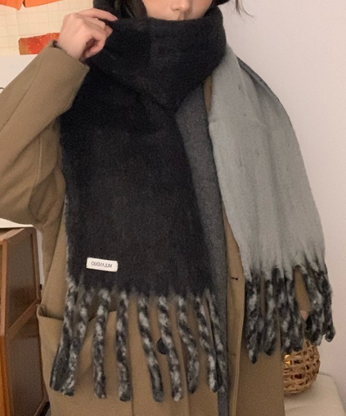 セール】バイカラーマーブルフリンジマフラー（マフラー）｜B.R.U