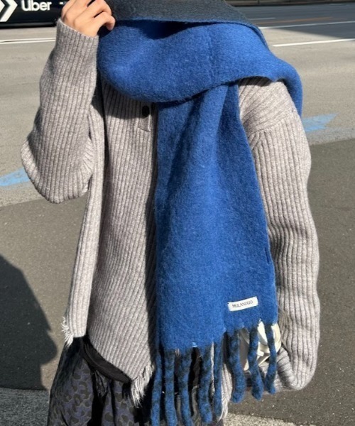 セール】バイカラーマーブルフリンジマフラー（マフラー）｜B.R.U