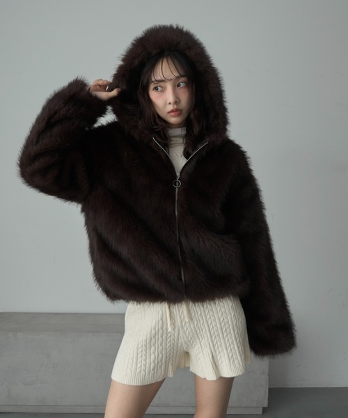 セール】ミックスファーフードブルゾン（ブルゾン）｜Nadana（ナダナ