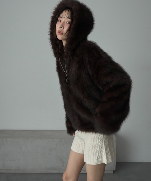 セール】ミックスファーフードブルゾン（ブルゾン）｜Nadana（ナダナ