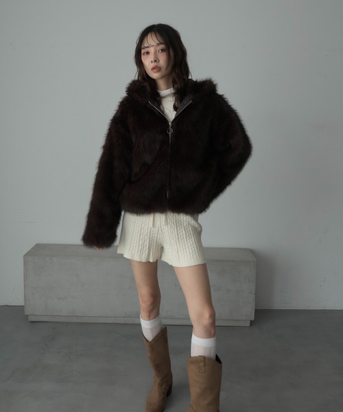 セール】ミックスファーフードブルゾン（ブルゾン）｜Nadana（ナダナ