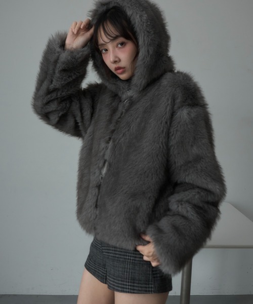 セール】ミックスファーフードブルゾン（ブルゾン）｜Nadana（ナダナ