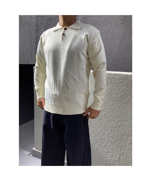 Bling Leads(ブリングリーズ)の「【Blss】【Bling Leads】シルクタッチニットポロシャツ(ニット/セーター・メンズ・グレー/アイボリー/ブラック・FREE)」の7枚目の写真