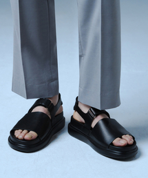 DRAW FIT（ドローフィット）の「エクシードストラップレザーサンダル[ブラック]（サンダル）」