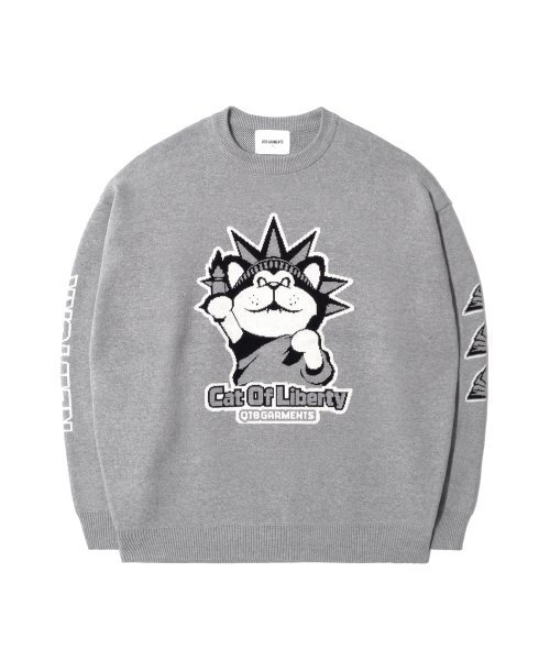 QT8 GARMENTS(キューティーエイトガーメント)の「GB Cat of Liberty Jacquard Sweater (Grey)(ニット/セーター・レディース・その他・MEDIUM/LARGE/X-LARGE)」の2枚目の写真