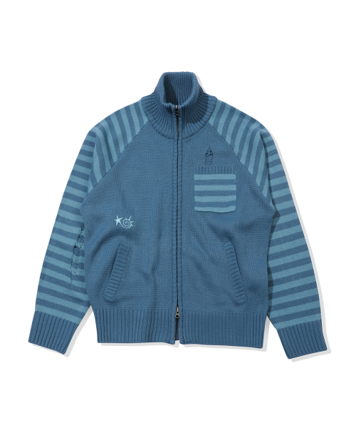 Pipi Zip-up Sweater (STONE BLUE) — свитер на молнии, каменно-голубой