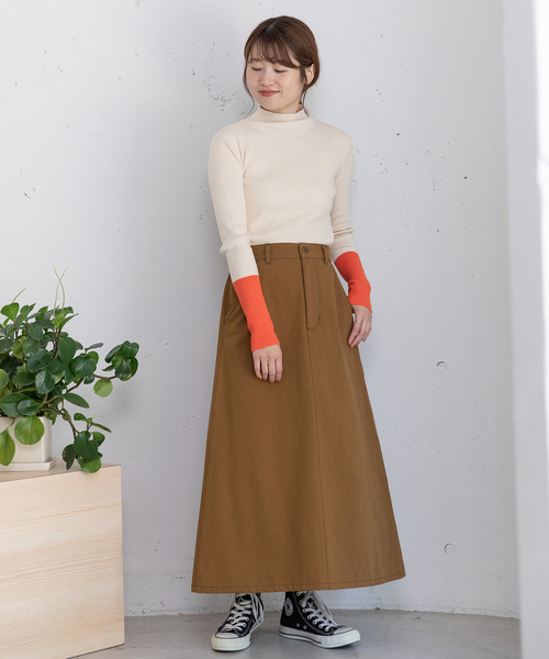 POU DOU DOU（プードゥドゥ）の「ペインタースカート（スカート・レディース・ダークブラウン/ネイビー/インディゴブルー・M）」の4枚目の写真