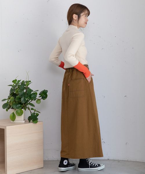 POU DOU DOU（プードゥドゥ）の「ペインタースカート（スカート・レディース・ダークブラウン/ネイビー/インディゴブルー・M）」の7枚目の写真