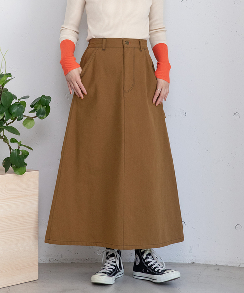 POU DOU DOU（プードゥドゥ）の「ペインタースカート（スカート・レディース・ダークブラウン/ネイビー/インディゴブルー・M）」の8枚目の写真