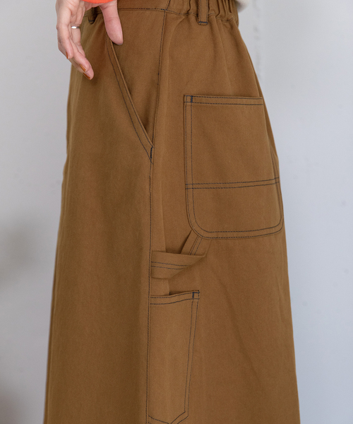 POU DOU DOU（プードゥドゥ）の「ペインタースカート（スカート・レディース・ダークブラウン/ネイビー/インディゴブルー・M）」の12枚目の写真