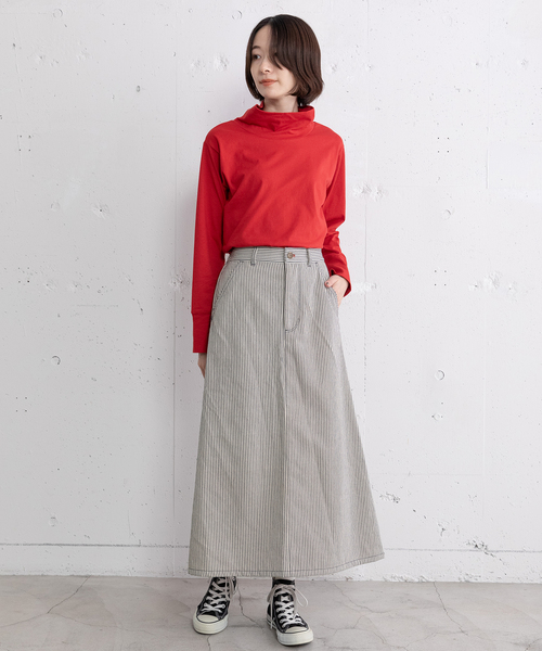 POU DOU DOU（プードゥドゥ）の「ペインタースカート（スカート・レディース・ダークブラウン/ネイビー/インディゴブルー・M）」の13枚目の写真