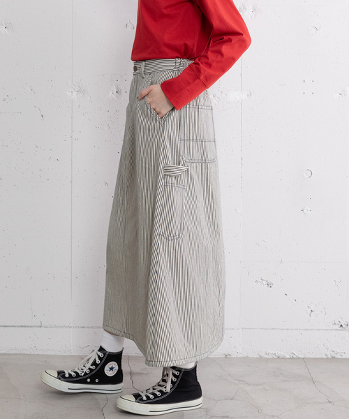 POU DOU DOU（プードゥドゥ）の「ペインタースカート（スカート・レディース・ダークブラウン/ネイビー/インディゴブルー・M）」の19枚目の写真