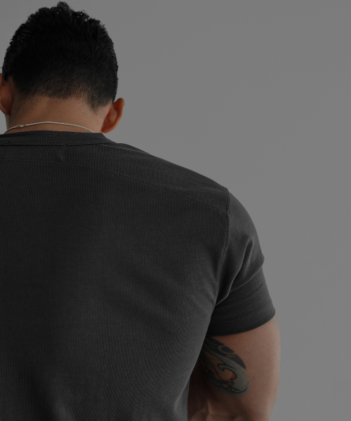 BOWLOW PRODUCT（バウロープロダクト）の「パネルヘンリーネックTシャツ[チャコール]（Tシャツ/カットソー・メンズ・その他・MEDIUM/LARGE/X-LARGE）」の3枚目の写真